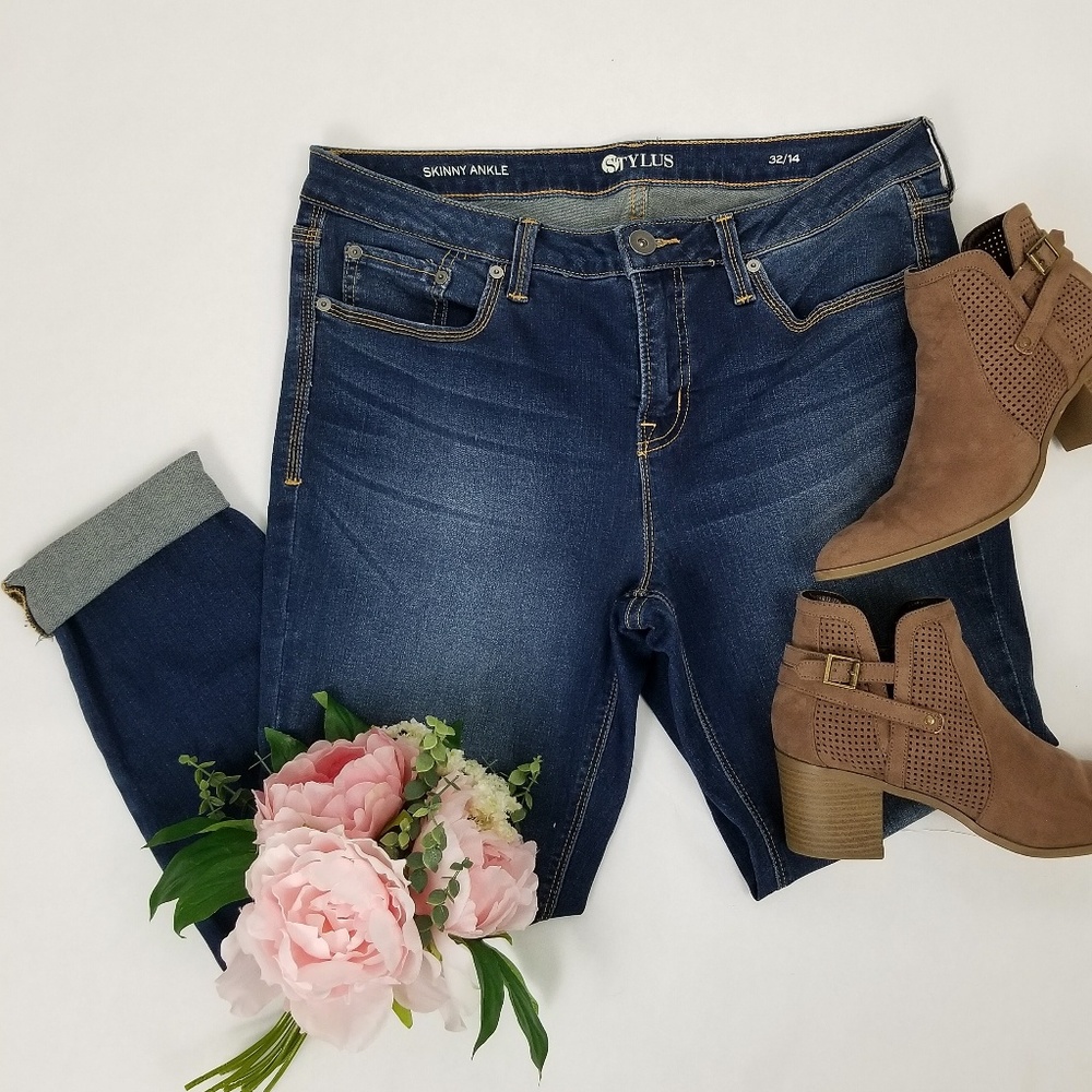 Stylus Skinny Ankle Rolled Hem Jeans